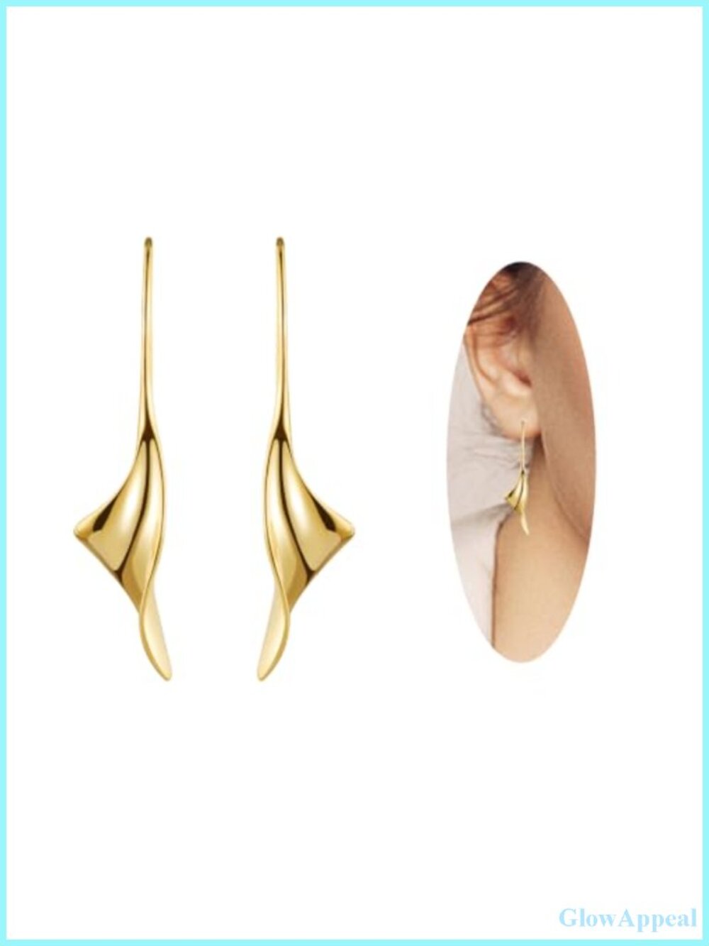 14K Gold Plated Long Threader Drop Earrings Hypoallergenic Dangle